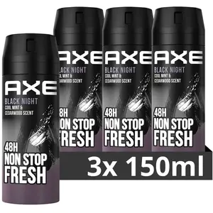 Axe Axe Spray Bodyspray Black Night sans sel en aluminium paquet de 3 x 150 mlVendu paramazon