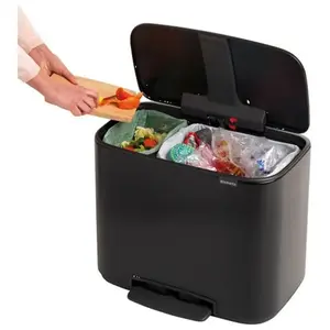 Comparateur de prix : Brabantia - 121227 - Poubelle Bo Pedal Bin, 11 + 23 litres, Noir mat
