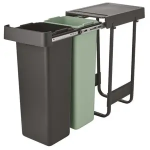 Comparateur de prix : Poubelle de tri encastrable Brabantia Sort & Go 2 x 30 L vert clair