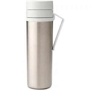 Brabantia - Gourde Isotherme Make & Take avec Clip Ceinture, Conserve les Boissons Chaudes pendant 6 Heures ou Froides pendant 12 Heures, Étanche et Lavable au Lave-Vaisselle - Gris Clair, 0,5L pas cher