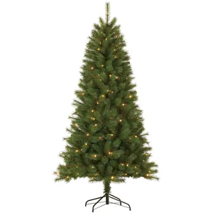 alpina Giftsome Sapin de Noël - Sapin de Noël Artificiel avec LED - Branches Pliables - Lumière Blanche Chaude - 185 CM - Vert pas cher