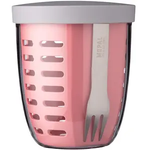 Mepal - Panier à Fruits et Légumes Ellipse - Panier à Fruits - Idéal pour les Fruits et Légumes en Déplacement - Boîte à Fruits avec Fourchette et Passoire - 600 ml - Nordic Pink pas cher