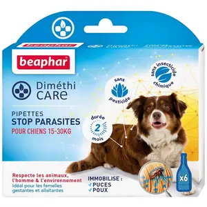 Comparateur de prix : Pipettes antiparasitaires Chien Moyen   Beaphar DiméthiCARE   6 x 3 ml