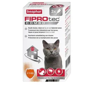 Comparateur de prix : Beaphar Fiprotec Combo 50/60 mg Solution Spot-on Chats Furets 3 Pipettes de 0,50 ml