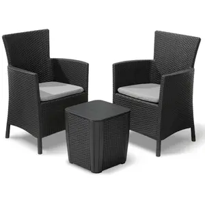 Allibert Keter Jeu de salle à manger d'extérieur 3 pcs Iowa Graphite 223929 TU pas cher