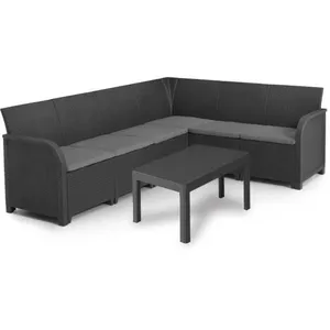 Comparateur de prix : Salon de jardin - résine aspect rotin tressé - Allibert by KETER - 6 personnes - SanRemo - Gris