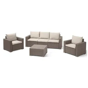 Comparateur de prix : Salon de jardin imitation résine tressée ALLIBERT avec table basse - ...