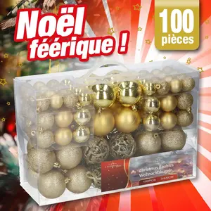Comparateur de prix : Unbekannt Boules de Noël, Plastique, Plastique, Or, 100x
