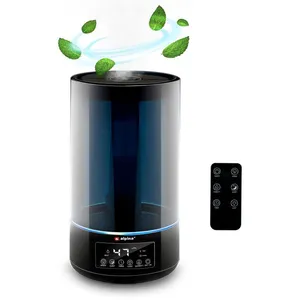 alpina Humidificateur d'Air Chambre - 4.3L - Humidificateur Ultrasonic Mist - Humidificateur Plantes d'intérieur - Diffuseur avec Timer - Aromathérapie - Veilleuse - Télécommande - NoirVendu parkaufland