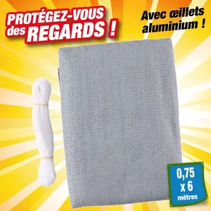 OUTIROR Brise-vue balcon Hauteur 0,75m x Longueur 6m - coloris gris clair pas cher
