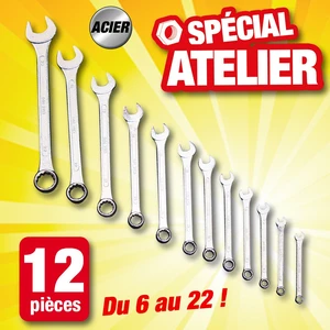 Kinzo Ensemble de 12 clés doubles écrou et douille en acier haute qualité de 6 à 22MM pas cher