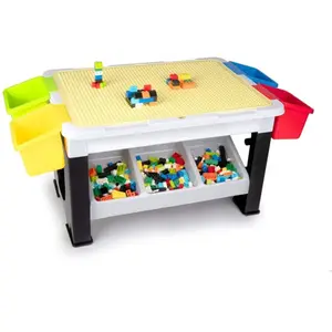 Comparateur de prix : Eddy Toys Jeu de Construction de 300 Pièces - Table : 48 x 35 x 31 Cm - 291 Briques - Rangement - Plastique - à Partir de 3 Ans