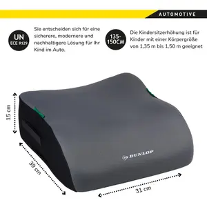 Dunlop Réhausseur Voiture Enfant - Réhausseur Sièges Auto ECE R129 - Siège Auto 3 Ans Ergonomique - Réhausseur Avec Housse Lavable - Siège Auto Pour Enfants 135-150 cm - Rouge