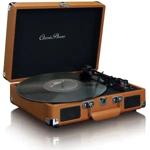 Comparateur de prix : Classic phono Valise-platine rétro - LENCO - TT-10BN - Haut-parleurs intégrés, 33/45/78 RPM, Marron