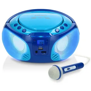 Comparateur de prix : Lenco Radio portable FM et lecteur CD/MP3/USB avec microphone et effets lumineux SCD-650BU Bleu