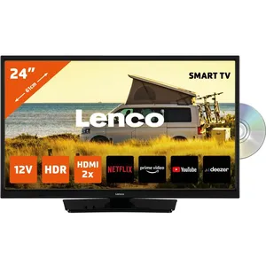 Lenco 24 Smart TV avec lecteur DVD intégré et adaptateur voiture 12 V DVL-2483BK NoirVendu parfnac