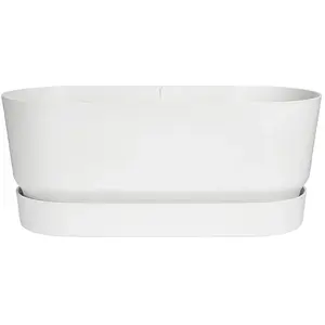 Elho Jardinière réservoir roues blanche 78x33.5x35cm Greenville Terrasse 80 pas cher