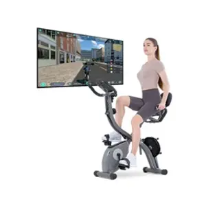 Vélo d'appartement pliant BIGZZIA & Connecté APP, Avec plateau tournan...