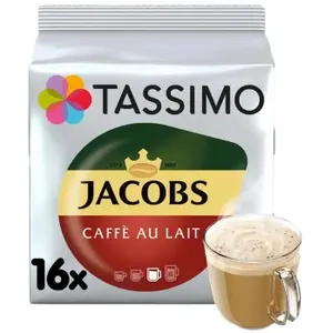 Jacobs Capsules de café Tassimo Café Au Lait (compatibles avec les machines à capsules Tassimo Bosch), 16 pcs. pas cher