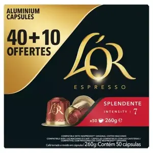 Capsules L'OR Espresso SPLENDENTE x40 + 10 offertes pas cher