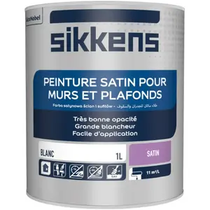 SIKKENS Peinture murs et plafonds 1L Blanc satin