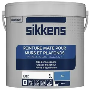 SIKKENS Peinture murs et plafonds 5L Blanc mat pas cher