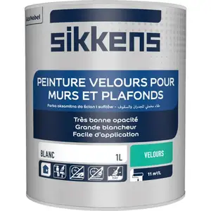SIKKENS Peinture murs et plafonds 1L Blanc veloursVendu parrakuten