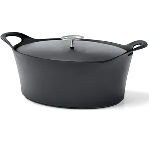 Comparateur de prix : Cuisinox Volcan - Cocotte ovale 29cm fonte de fer émaillée noire avec couvercle