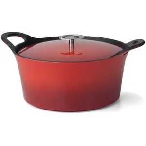 Comparateur de prix : Cuisinox Volcan - Cocotte ronde 20cm fonte de fer émaillée rouge avec couvercle