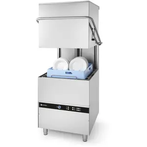 Lave-vaisselle à capot professionnel avec pompe doseur produit lavage 400V/8600W - Hendi pas cher