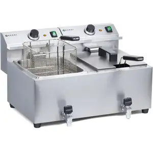 Comparateur de prix : Friteuse avec robinet Masterpro 230V 7kW 2 x 8L Hendi 209301