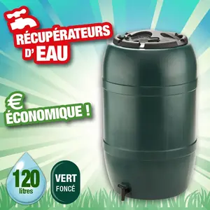 Nature Récupérateur d'Eau de Pluie 120 L Conteneur de Stockage Jardin Patio pas cher
