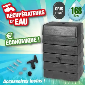 Nature Baril d'eau de pluie 168 L Anthracite pas cher