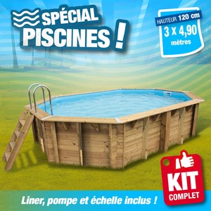 Comparateur de prix : Piscine bois Sunwater 4,90 x 3,00 x 1,20 m - Liner bleu - Ubbink TU