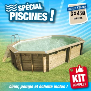Comparateur de prix : Piscine bois Sunwater 4,90 x 3,00 x 1,20 m - Liner beige - Ubbink TU