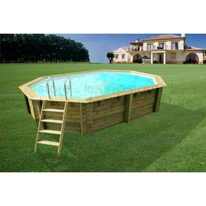 Piscine Bois TONGA UBBINK Allongée en Kit 610X400x120 cm Liner Sable pas cher