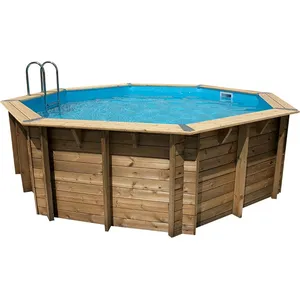 UBBINK Piscine hors sol bois octogonale - 510x120cm -Liner Bleu - OCEA   pas cher