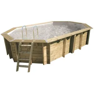 Piscine bois Océa 6,10 x 4,00 x 1,30 m - Liner gris - Ubbink TU pas cher