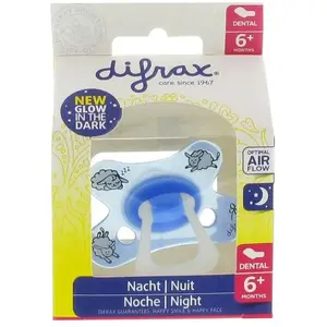 Difrax Sucette 6-12 Mois Dental Glow in the Dark | 1 pièce pas cher