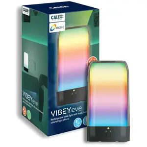 Comparateur de prix : Calex lampe de table LED rechargeable Vibey, hauteur 18,8 cm, RGBIC, USB