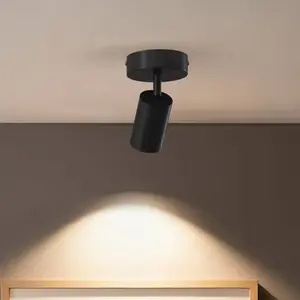 Spot pour plafond Calex GU10, noir, Ø 10 cm, à 1 lampe, métalVendu parluminaire