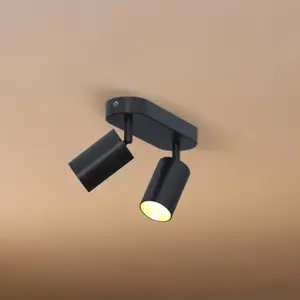 Comparateur de prix : Spot pour plafond Calex GU10, noir, longueur 21 cm, à 2 lampes, métal