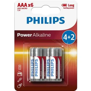 Pack de 6 piles Philips Power Alkaline AAA LR03 pas cher