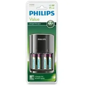 Pack Philips Chargeur de piles noir + 4 piles rechargeable AAA LR03 800 mAh pas cher