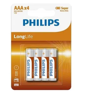PHILIPS Piles R03 / AAA Longlife - 1,5 V - Pack de 4 pas cher