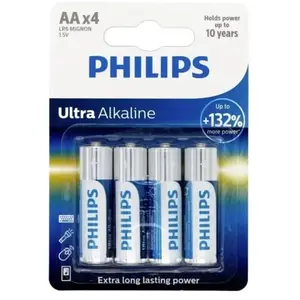 PHILIPS Piles LR6 / AA Ultra Alcaline - 1,5 V - Pack de 4 pas cher