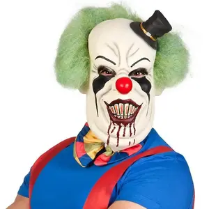 Comparateur de prix : RueDeLaFete Masque latex Clown de l'horreur luxe avec cheveux
