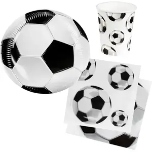 Boland Lot de Vaisselle Table Football   Vaisselle Anniversaire & Soirée Match (24 pièces) pas cher