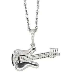 Comparateur de prix : collier fantaisie guitare rock star fer 74cm argent - boland 64567