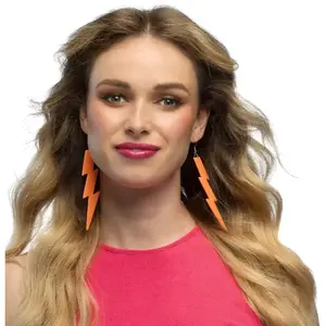 Boland Boucles d’Oreilles Flash Orange Fluo UV Modèle Néon Fluorescent Soirée, Festival pas cher